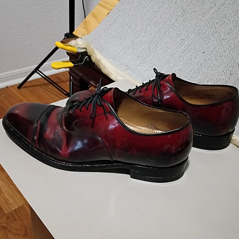 Johnston & Murphy Vintage Cap Toe Oxford Mens 9C Burgundy Leather Handcrafted